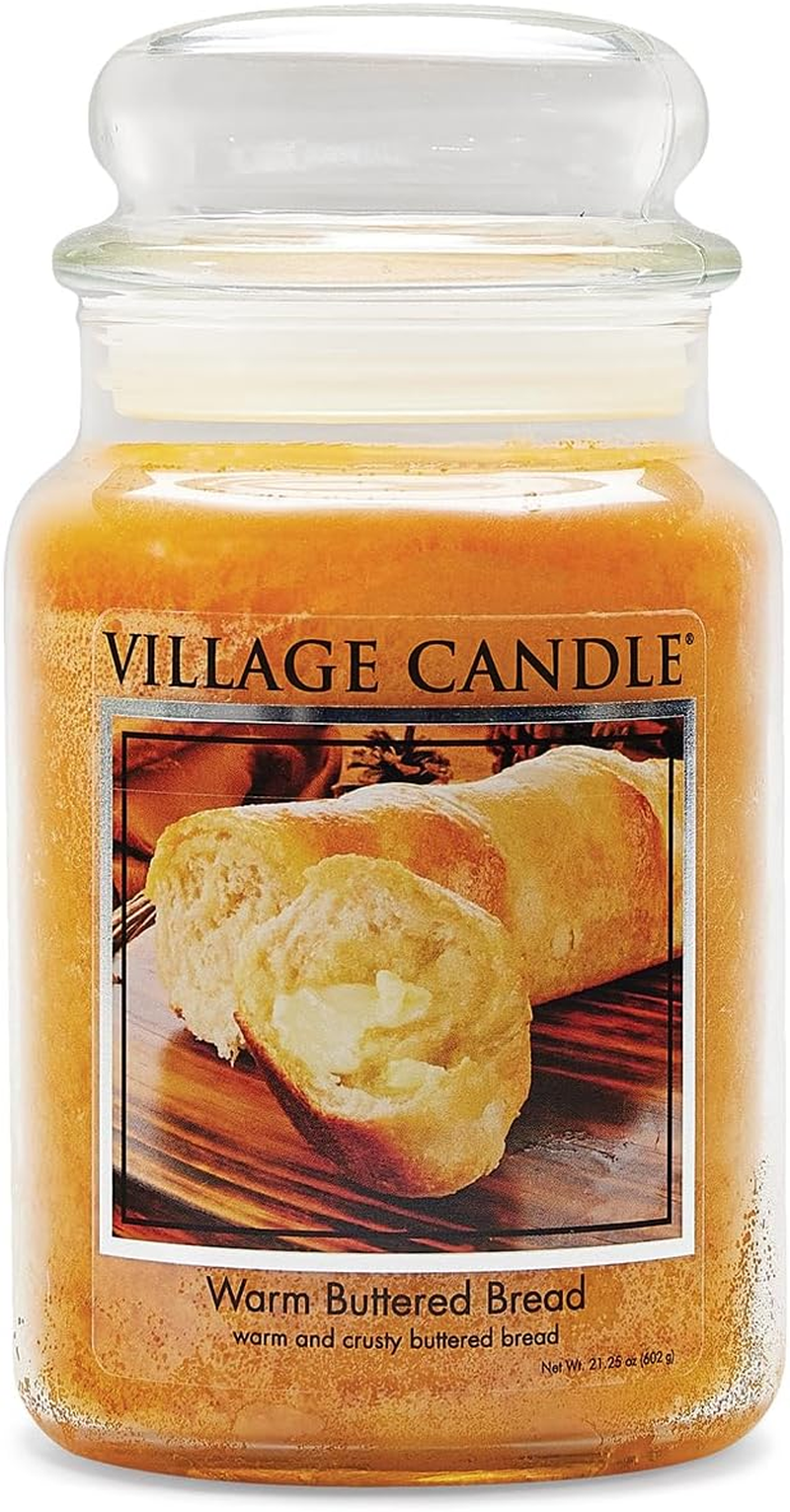 Village Candle Warm Buttered Bread Medium Glass Apothecary Jar Scented Candle, 13.75 Oz, Brown, 13 Ounce image number 2