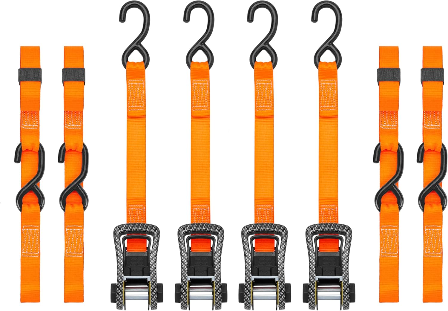 SMARTSTRAPS 14&rsquo; Camox Ratchet Straps, 4 Pack &ndash; 3,000Lbs Break Strength, 1,000Lbs Safe Work Load &ndash; Premium Duty Tie Downs for Heavier Loads, Orange Camo Webbing