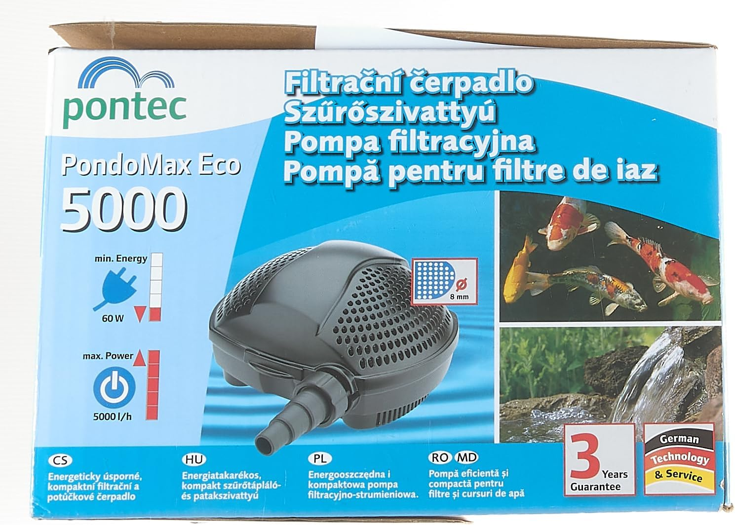 Pontec 50855 Pondomax Eco 5000 Filter and Stream Pump/Energy-Efficient Pump (60 W) for Streams/For Filter Feed, Black image number 2
