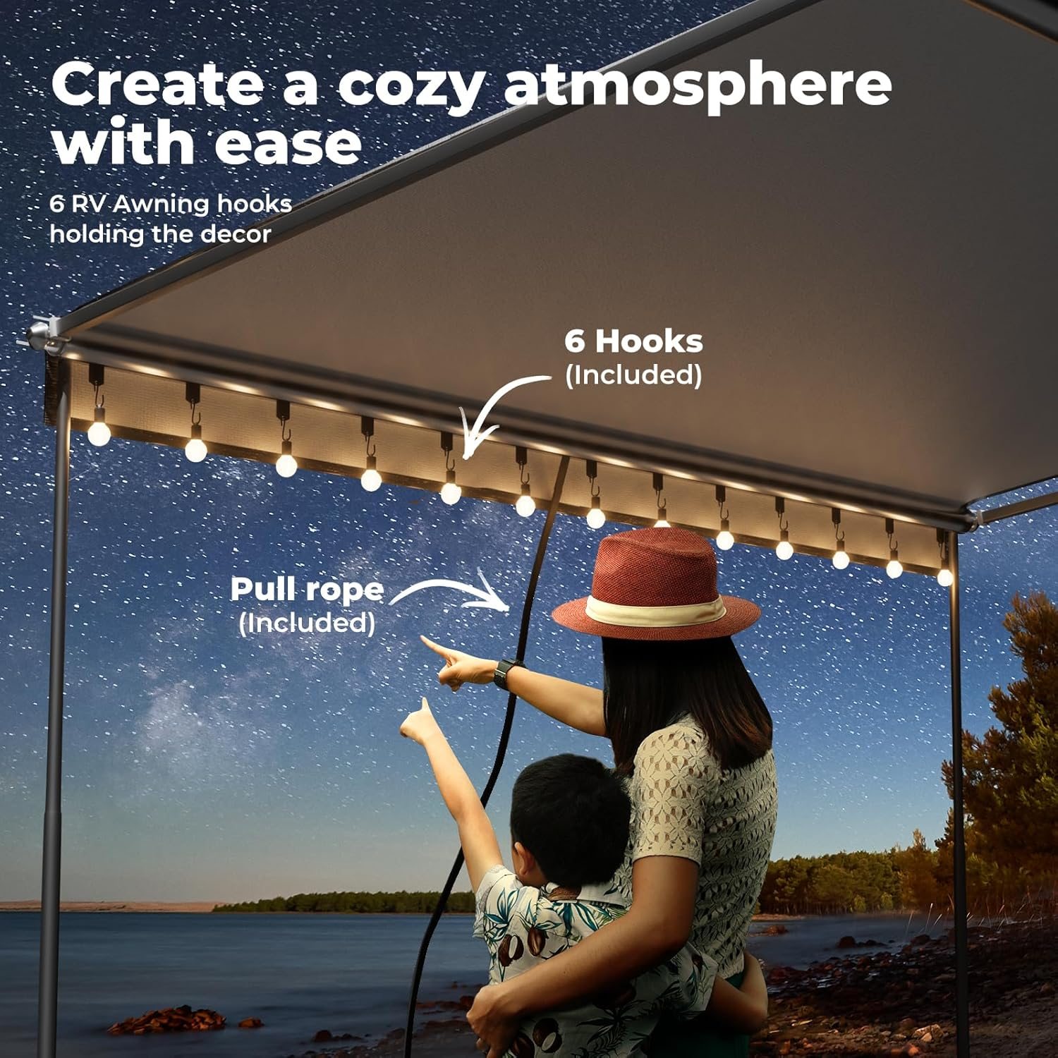 14FT RV Awning Fabric Replacement, Heavy Duty Weatherproof Anit-Uv 4-Ply 18.05Oz Vinyl, Shading Roll Out Suit Camper Caravan, Universal Outdoor Canopy for Camper, Trailer, and Motorhome image number 2