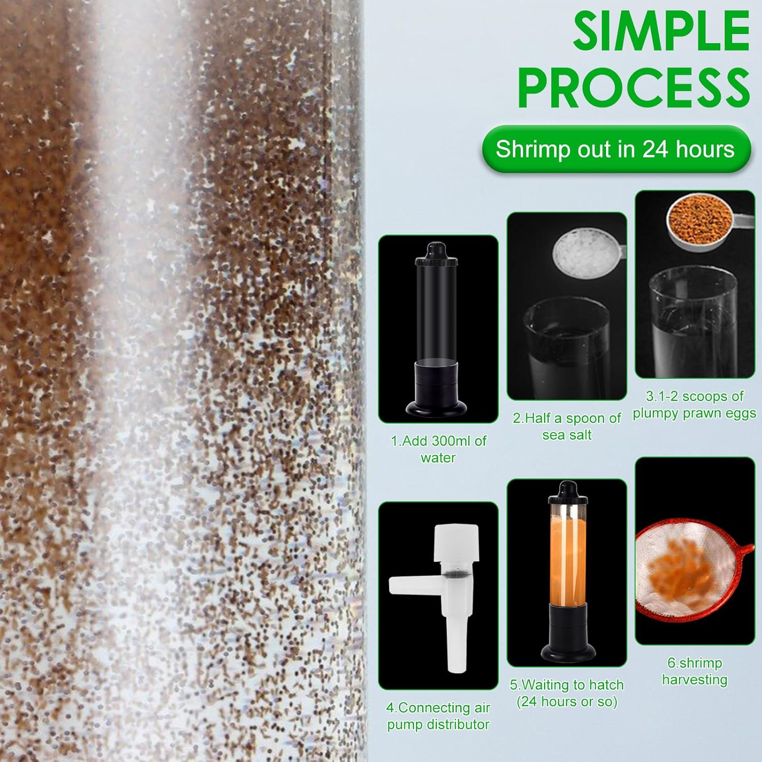 Brine Shrimp Hatchery Kits, Safe Reusable Brine Shrimp Eggs Incubator Set, Brine Shrimp Eggs Hatchery Kit, DIY Aquarium Fish Tank Hatch Tool for Fish Food image number 3