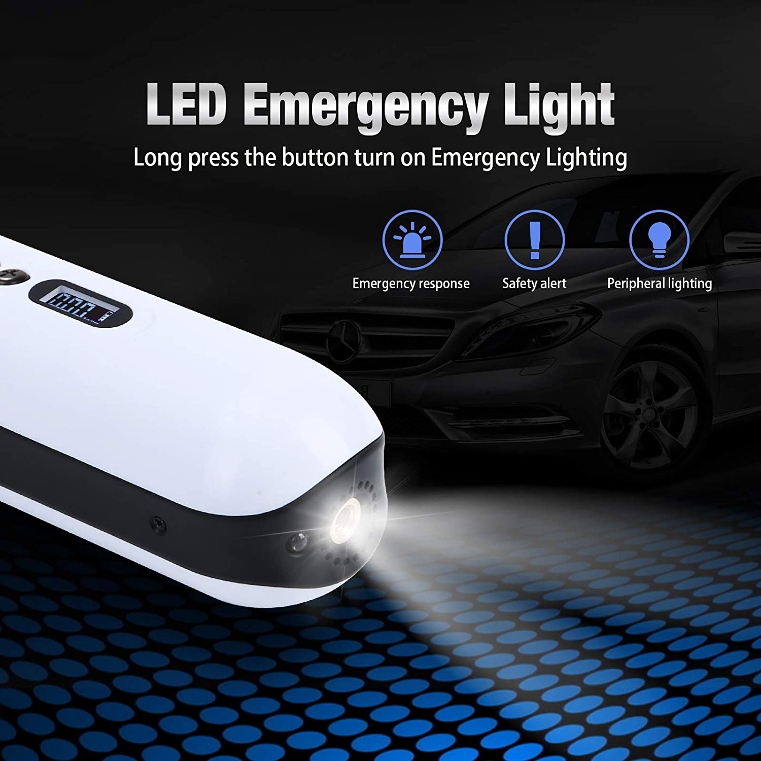 Protable Air Compressor Rechargeable Electric Air Pump Mini Air Inflator Hand Held Pump 120PSI 2000Mah with Digital LCD LED Light 12V for Cars, Motorbikes, Balls, Swim Rings and Bicycles image number 2