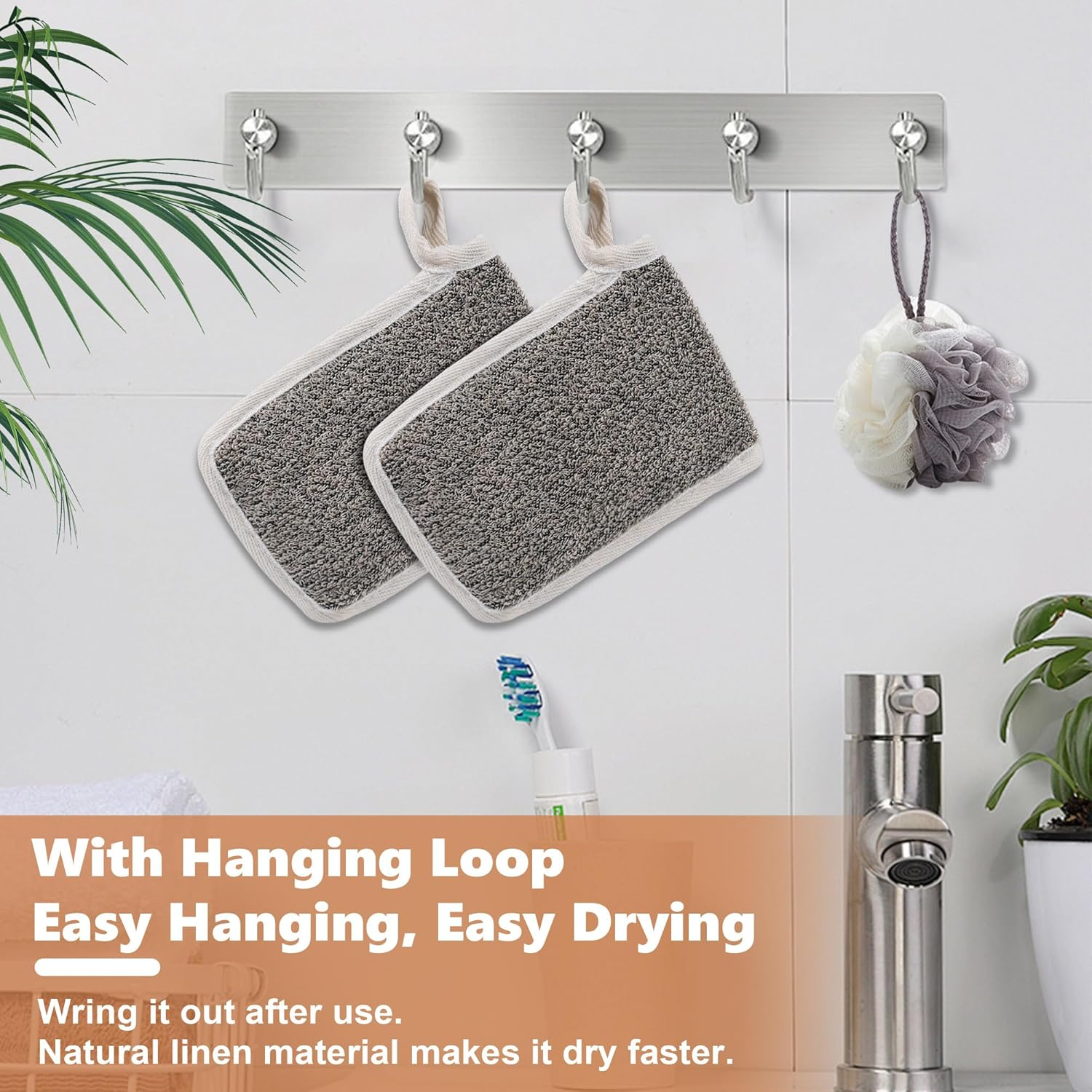 OWIIZI Bar Soap Scrubber Pouch Exfoliating Body Sponge, Bath Scrub Soap Bags for Soap Bars, Soap Saver Exfoliator Shower Pad Lather Sock for Men Women Elderly (2 Pcs) image number 1