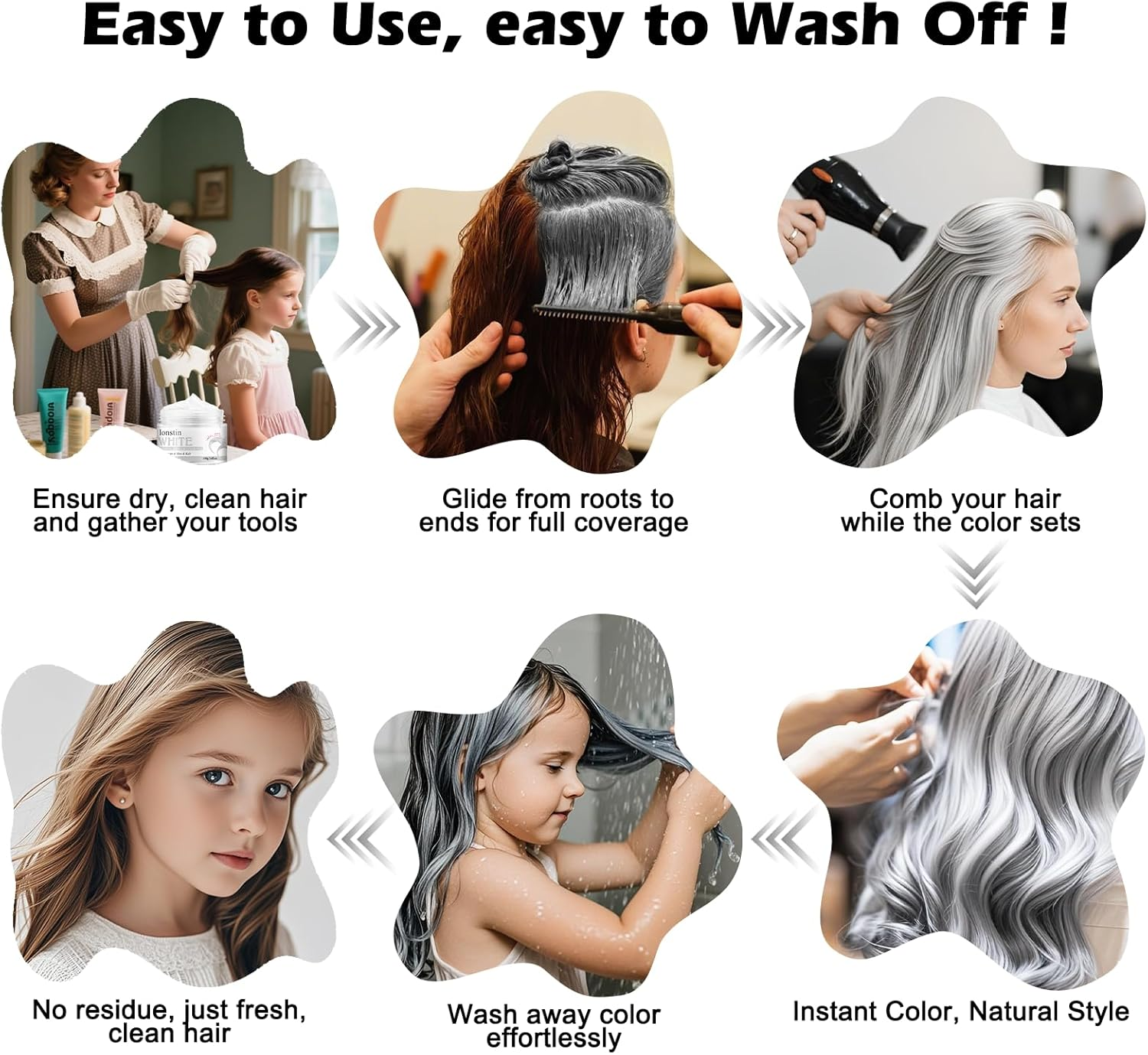 White Hair Color Wax 100G &ndash; Temporary Washable Hair Dye for Men, Women & Kids &ndash; Non-Sticky Styling Clay Mud for Cosplay, Party, Halloween, Costume & Daily Hair Looks &ndash; Lonstin Hair Colour Wax