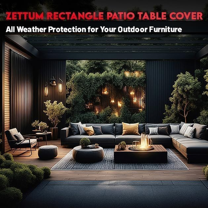 Zettum Patio Furniture Cover Rectangle - 600D Outdoor Table Cover Waterproof & Heavy Duty, Lawn Furniture Set Covers for outside Rectangular Dining Table and Chairs Seating Combo - 242 X 182 X 100 CM image number 2