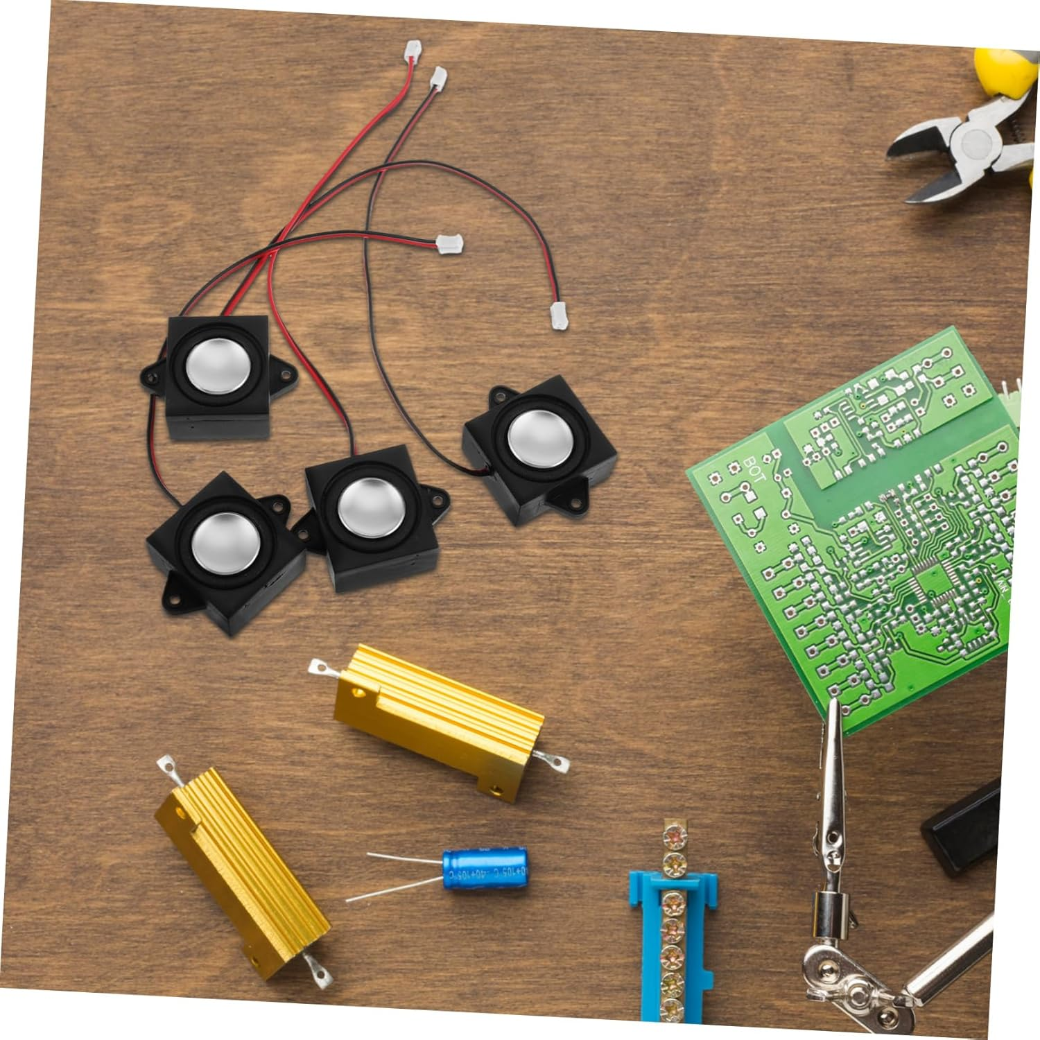 KICHOUSE 4Pcs Portable Mini Stereo Speakers External Speakers for Projector Flexible Connector for Easy Setup image number 1