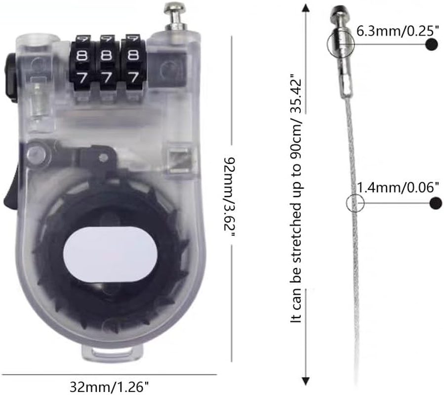 Maizoon 3-Digit Combination Lock with Retractable Cable Adjustable Length up to 1M/3.28Ft Easy to Use Password Reset Button Suitable for Travel Bag Gym Lockers Filing Cabinets 3 Pack image number 1
