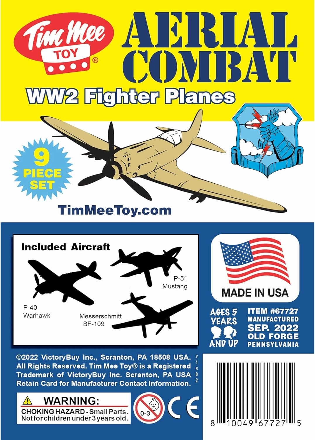 Tim Mee Toy Timmee WW2 Fighter Ace Planes - Tan 9Pc Plastic Army Men Airplanes USA Made 67727 - Gray image number 4
