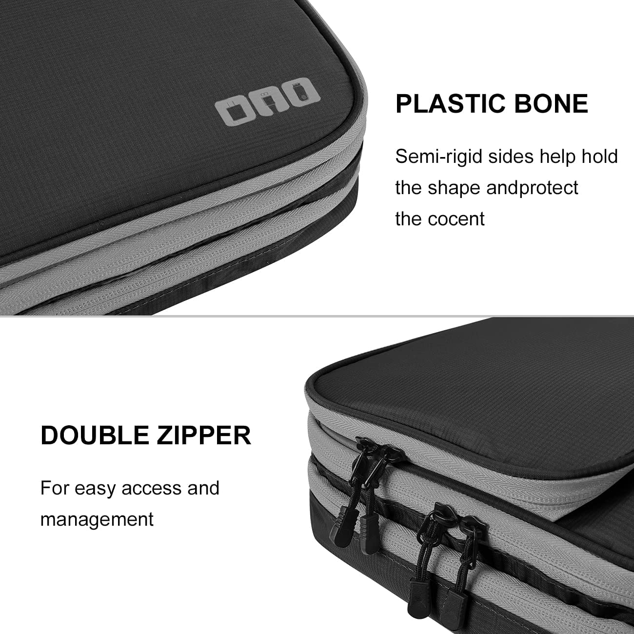 Travel Cable Organizer Bag, 3 Layer X-Large Capacity Electronics Accessories Cord Storage Case Bag for Cables, SD Card,Chargers, Power Bank, Cellphone,Tablet, Black, X-Large image number 4