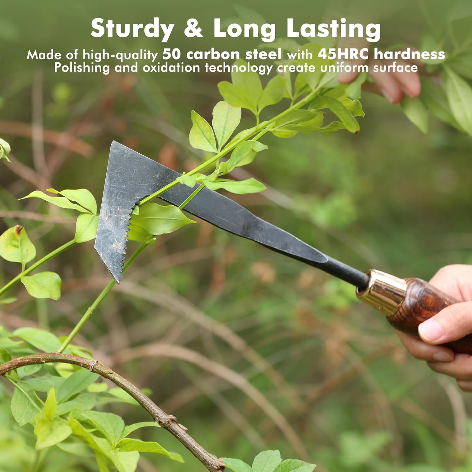 RESTMO Manual Weeder, Garden Tool, 50 Carbon Steel Weeding Tool with Comfortable Wooden Grip for Efficient Weed & Crack Cleaning in Tight Spaces and Pavement