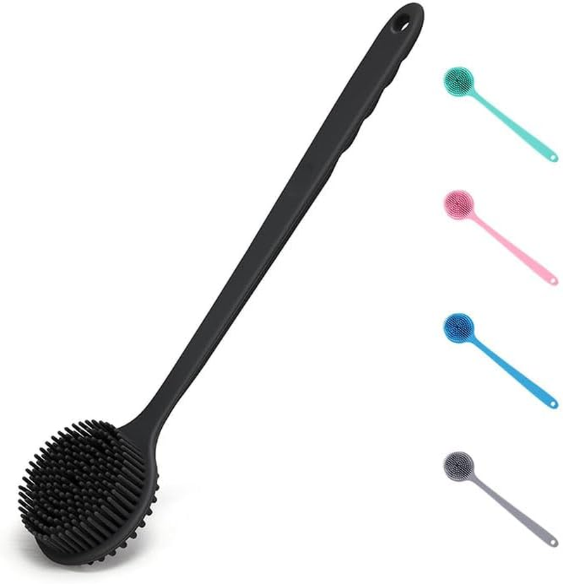 Silicone Back Scrubber for Shower-Long Handle, Double-Sided Body Shower Cleaning Tool for Men Women That Produces Rich Foam, Exfoliates Rough Skin on the Back, and Offers a Massaging Effect(Green) image number 4