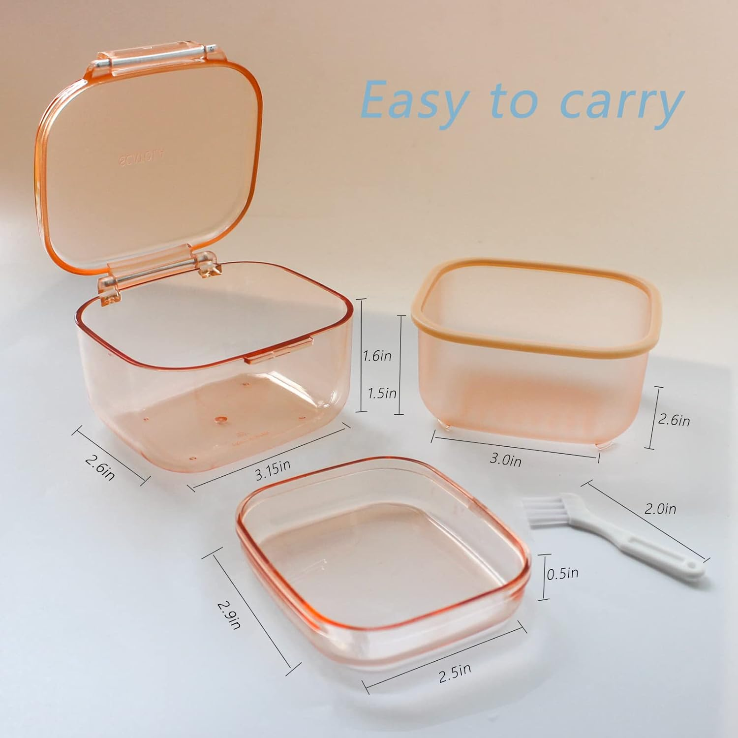 Denture Bath Cup, Denture Case,Retainer Cup,Three-Layer Retainer Case,Denture Cup, Mouth Guards Holder, Partial Denture Soak Container, Retainer Box Size:3.15 * 2.08 * 3.35(Black)