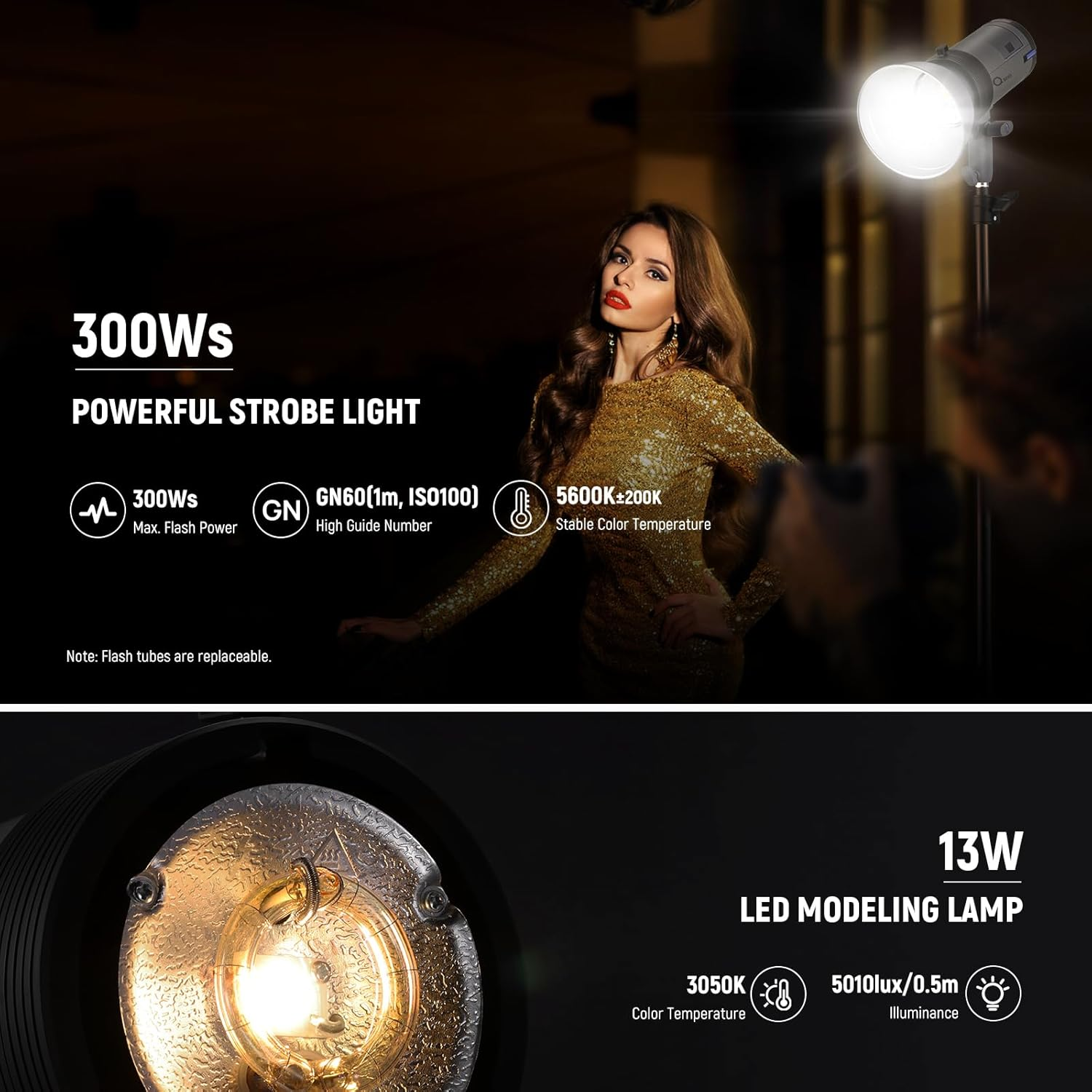 NEEWER Q300 300Ws 2.4G Outdoor Studio Flash with Q Compact Wireless Trigger, 7800Mah Li Ion Battery Powered Strobe Light Photography Cordless Monolight with 1000 Full Power Flash 0.4~2.9S Recycle image number 5