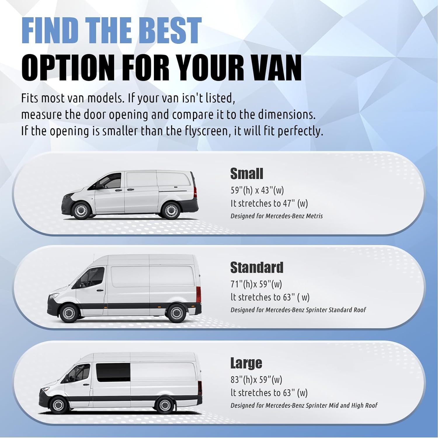 Compatible Mercedes Metris Van Insect Net Polyester Car Mosquito Net Universal Size Magnetic RV Sliding Door Mosquito Net Van Life Essentials (Small)