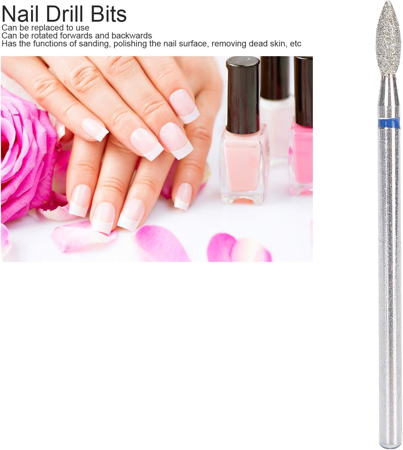 50Pcs Nail Drill Bits for Acrylic Nails, Tungsten Carbide Nail Drill Bits, Nail Polishing Grind Head Replacement Accessory Manicure Tool(M-2.7Mm) image number 2