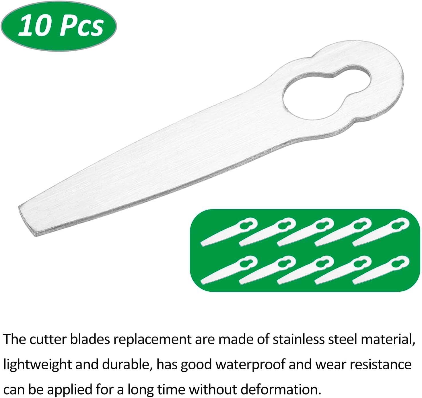 FUNFANG 10Pcs Machine Trimming Blades Replacement Stainless Steel Trimmer Grass Mowing Blades Garden Lawn Mower Accessories for Lawn Mower image number 1