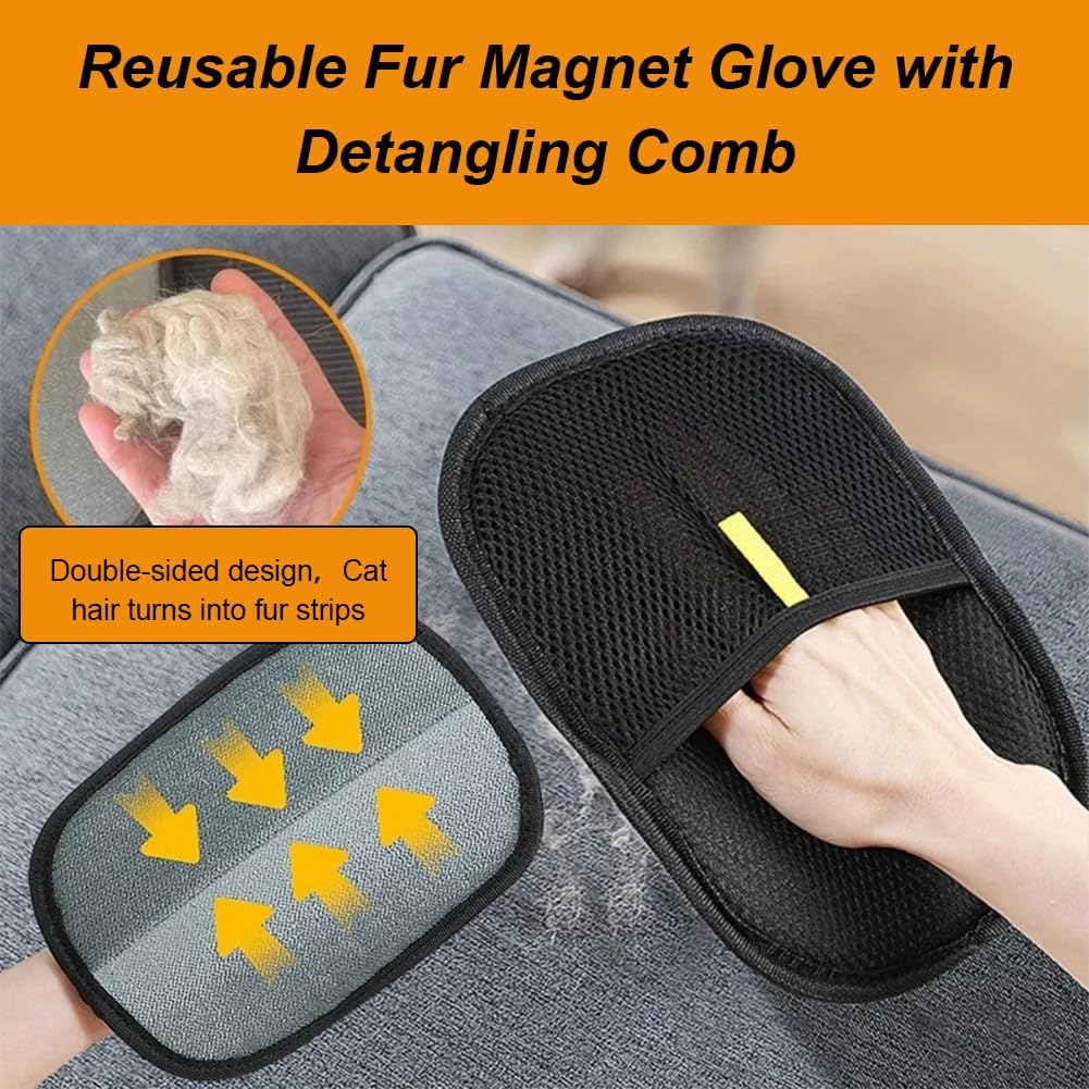 BASTOUR Reusable Fur Magnetic Glove, Pack of 2 Fur Magnet with Detangling Comb, Cat Brush Glove, Cat Gloves, Grooming Dog Hair Removal for Clothes, Sofas image number 3