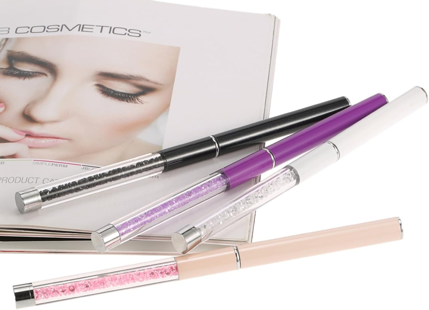 Labymos 1Pc Nail Art Brush Nylon DIY Nail Pen Flat Nail Painting Brush Salon Decoration Pen for UV Gel Nail Tool Black image number 1