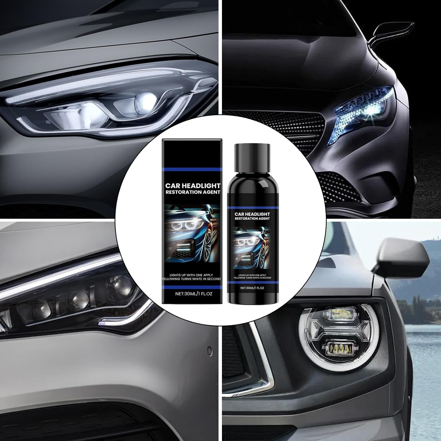 Headlight Restorer - Headlamp Care Agent for Vehicle,4-In-1 Waterproof Gentle Headlight Restoration Agent for Vehicle, Truck, Automotive Lens Repair