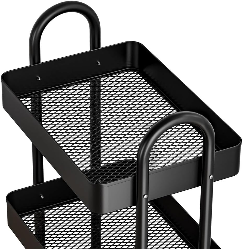 Artiss Storage Trolley Kitchen Cart 4 Tiers Rack Shelf Frame Organiser Black image number 1
