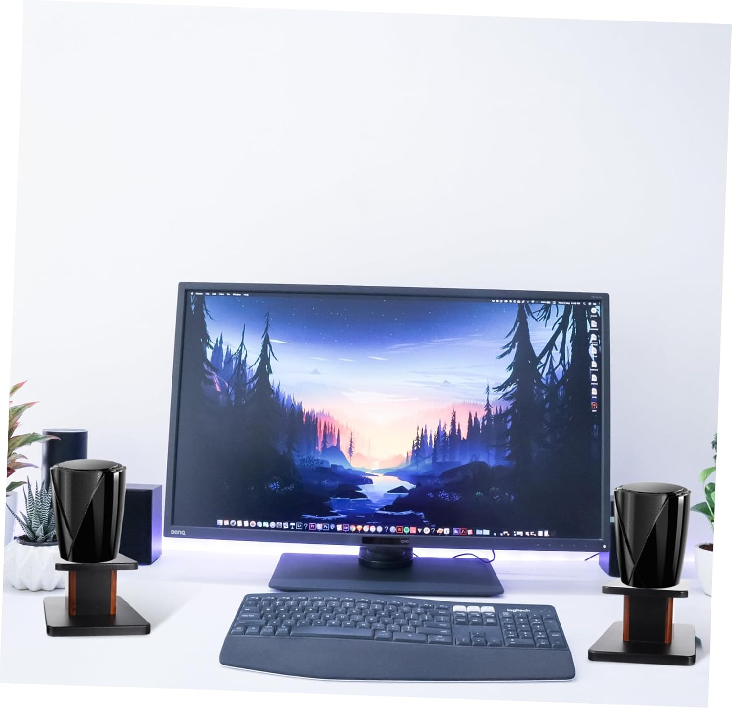 ERINGOGO Pair of Floor-Standing Speaker Stands for Hifi Audio Adjustable Height Solid Wood Design for Home Theater and Karaoke Setup 15Cm High -15 Yellow Sandalwood image number 1