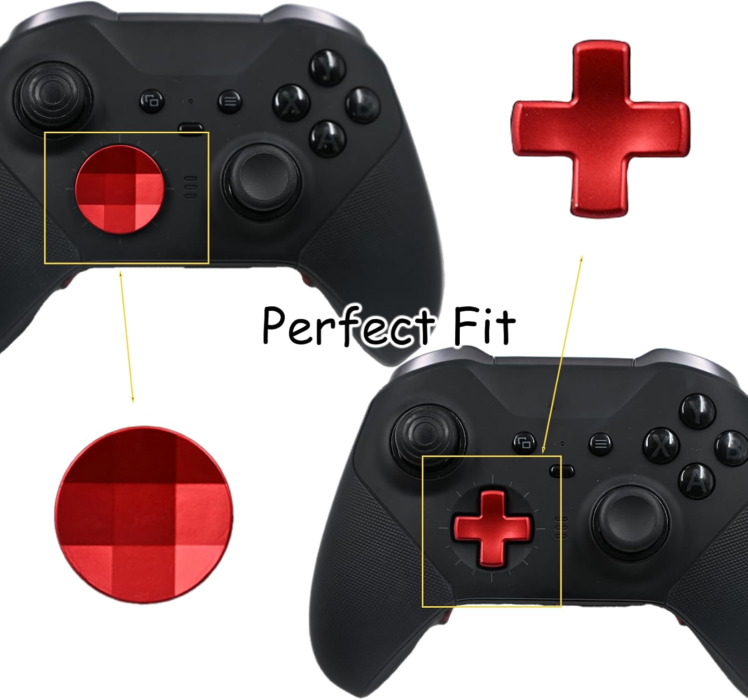 2 in 1 Metal D-Pads Set for Xbox Elite Series 2 Controller, Replacement Parts Directional Pad Button Kits for Xbox Controller Series 2 Core/Elite Series 2 Controller(Red) image number 4