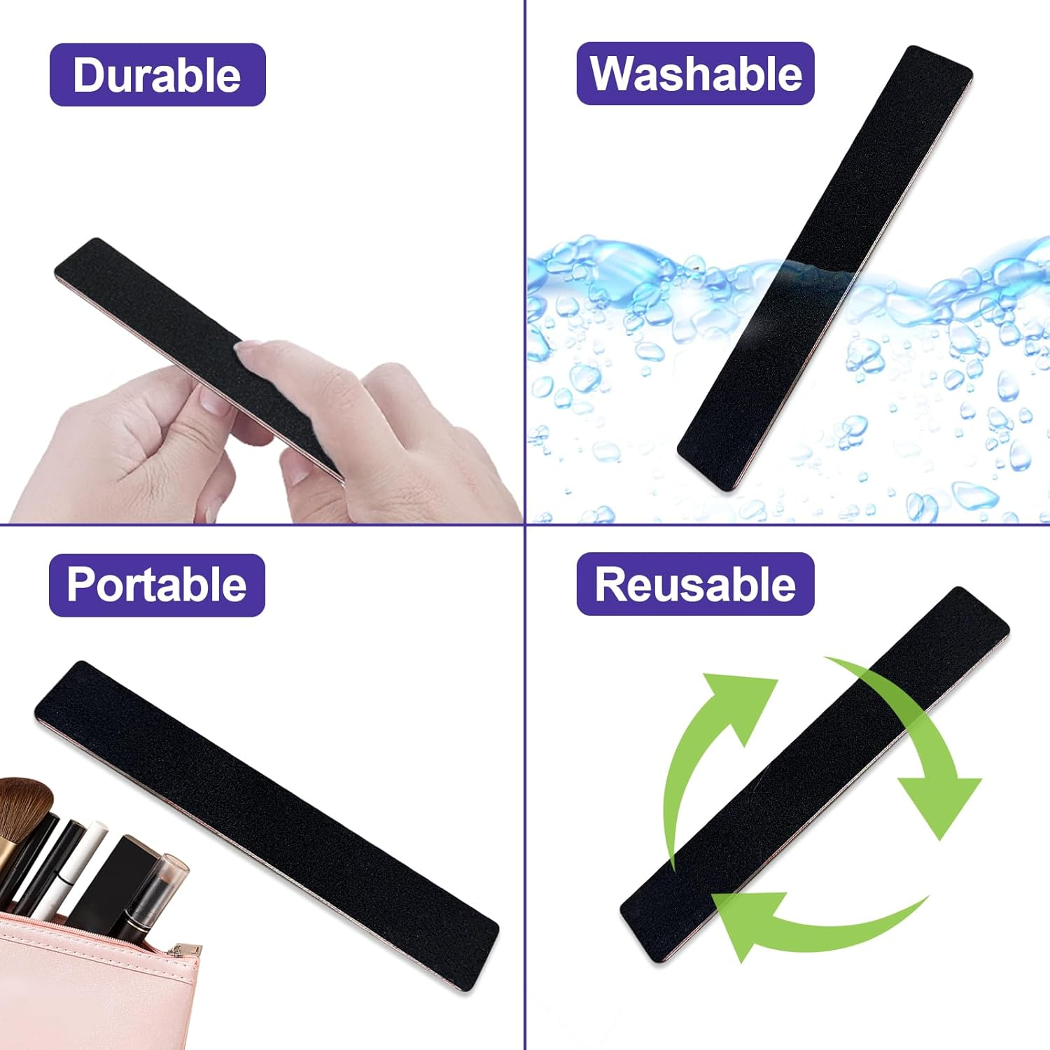 Homeyera - UPGRADED MATERIAL QUALITY - These Nail Files Have Been Meticulously Crafted with Premium Sandpaper, EVA and Emery Materials, Not Only Reusable and Washable, If