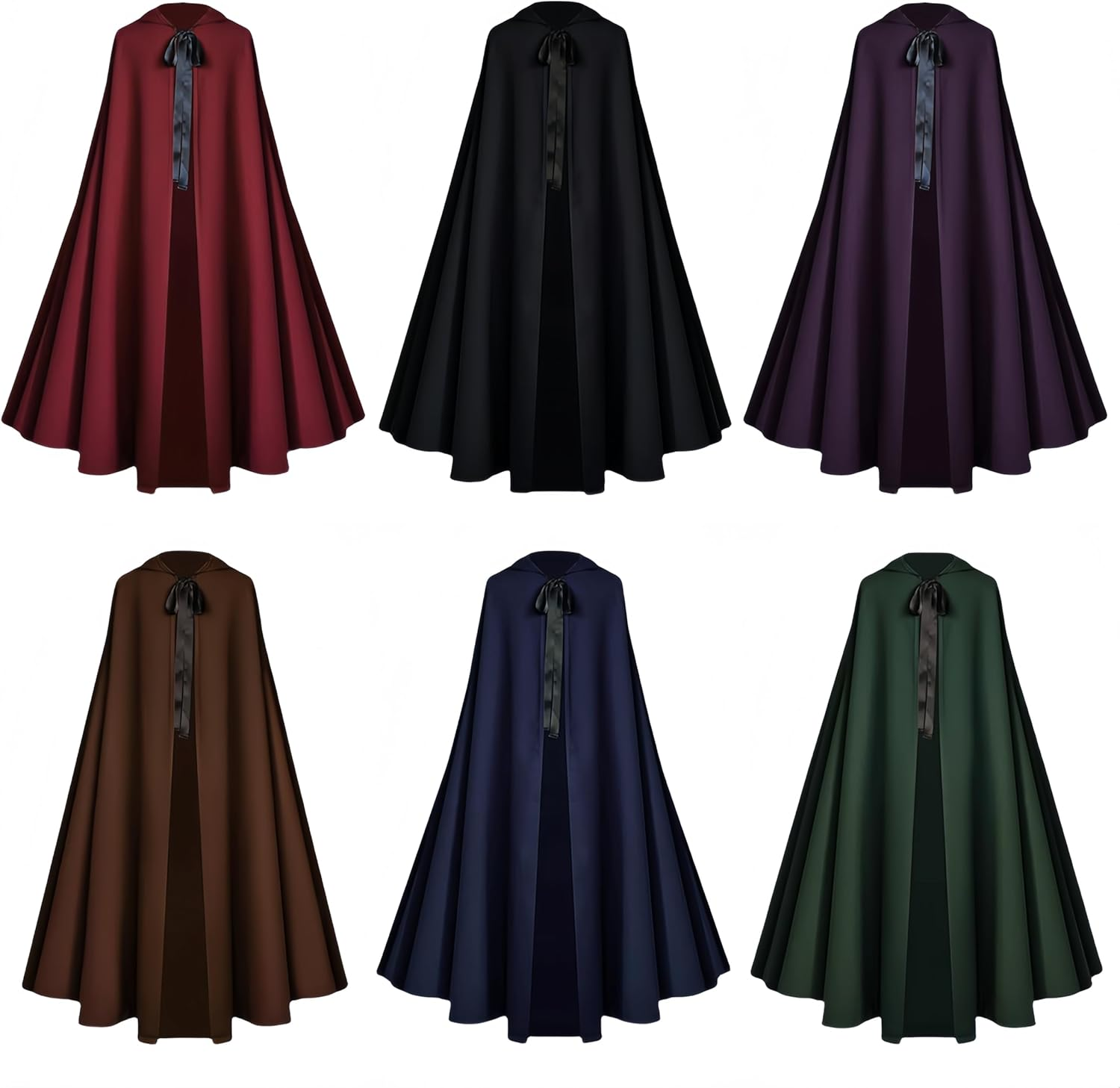 Proumhang Halloween Hooded Cloak for Adults - Renaissance Medieval Witch Cape Costume for Men & Women, Hobbit Cosplay Short Cape 130Cm/51 - Blue image number 2