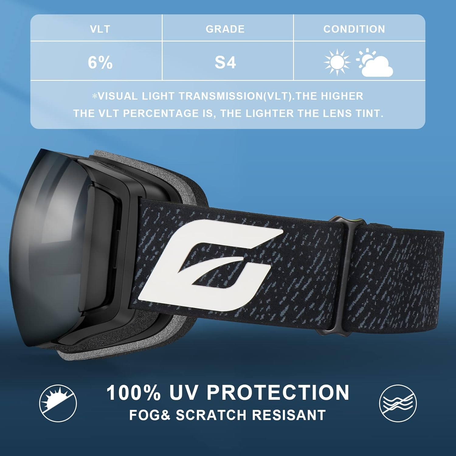 Emsina A1 Ski Goggles Men Women. Anti-Fog/Scratch 100% Uv400-Magnetic Lens-Snowboard Snow Goggles Men Women Adult & Junior image number 2