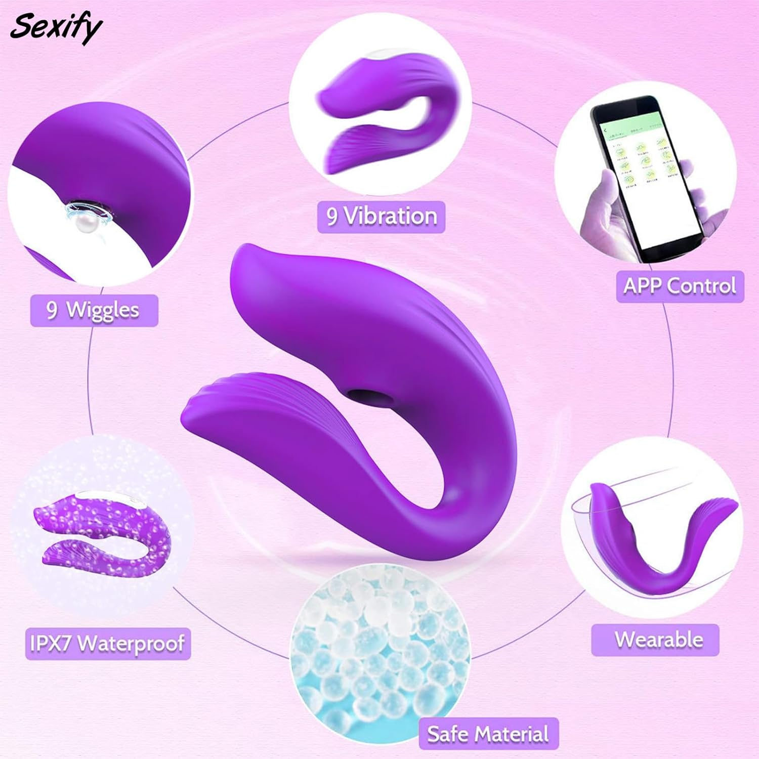Clitoral Sucking Dildo Stimulator Sucking Vibrator with App Control, Clitoral G Spot Dildo Vibrator, 9 Modes Vibrating Clitoral Stimulator Massager Adult Sex Toy for Women Female Couple Sex Toy (Purple) image number 5