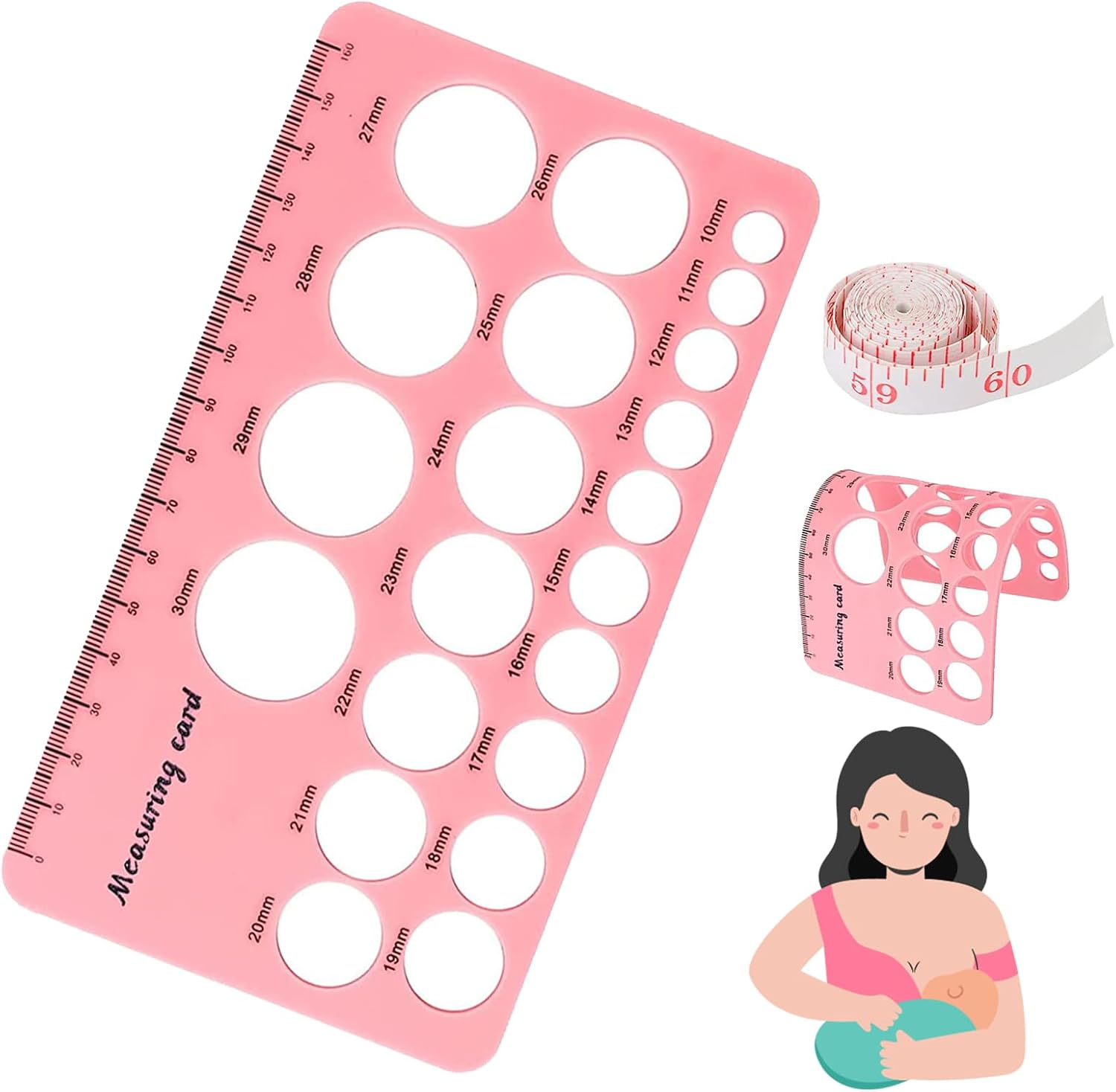 Nursi Luna Nipple Ruler for Flange Sizing, Nipple Measurement Tool for Flanges, Silicone and Soft Nipple Flange Measure Tool, Breast Pump Nipple Size Ruler for New Mothers image number 5