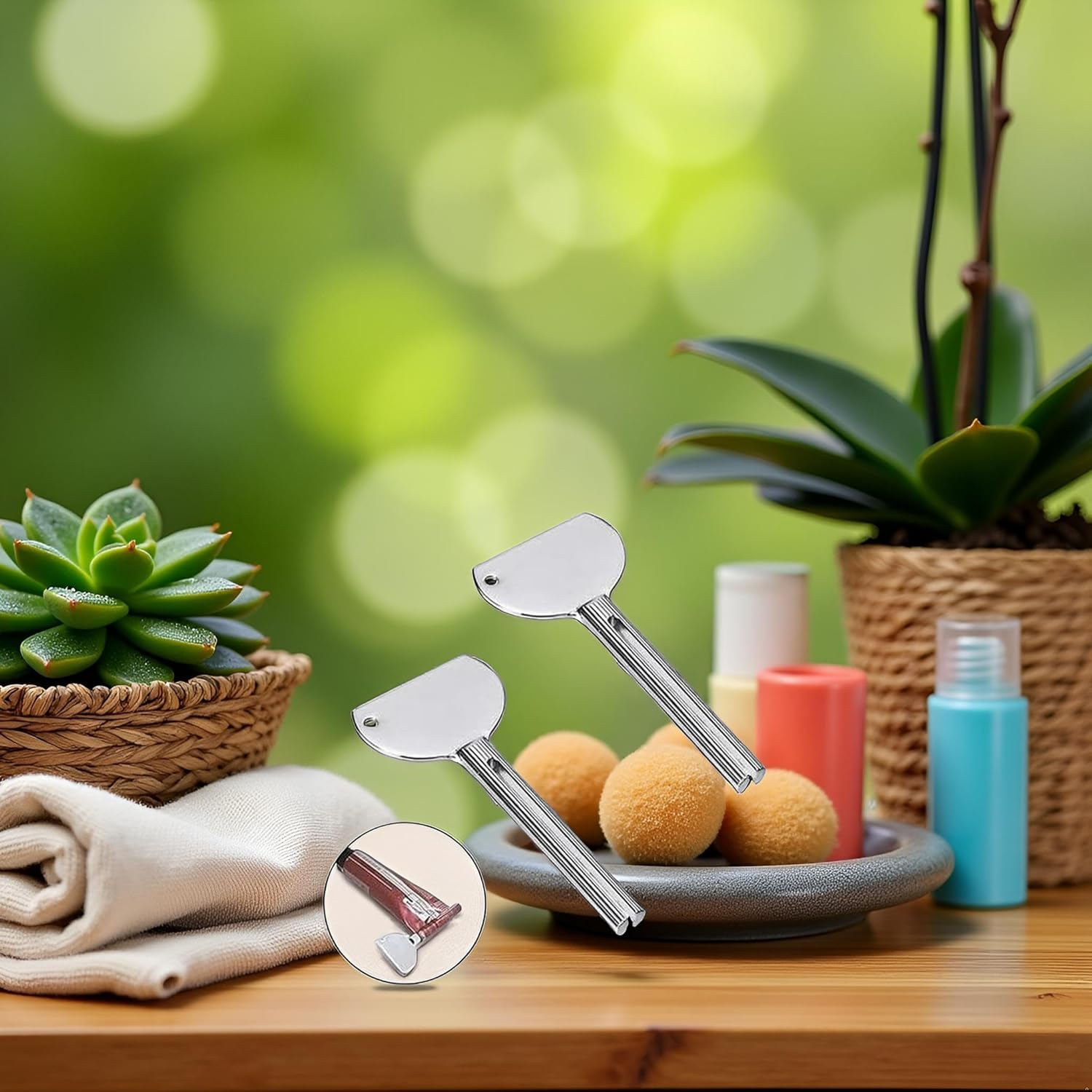 2Pcs Stainless Steel Tube Squeezer Keys - Metal Toothpaste Roller with Ergonomic Grip | Salon-Grade Durable Squeezing Tool for Toothpaste, Cream Tubes and Home Use image number 6