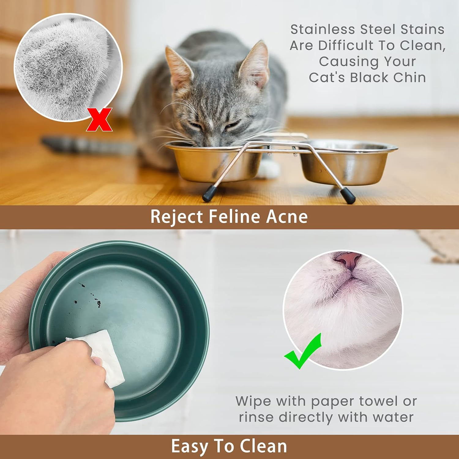 KPWACD Ceramic Dog Bowl with Anti-Slip Stand, 14 OZ, Suitable for Cats, Dogs, Rabbits, Hamsters - Green image number 5