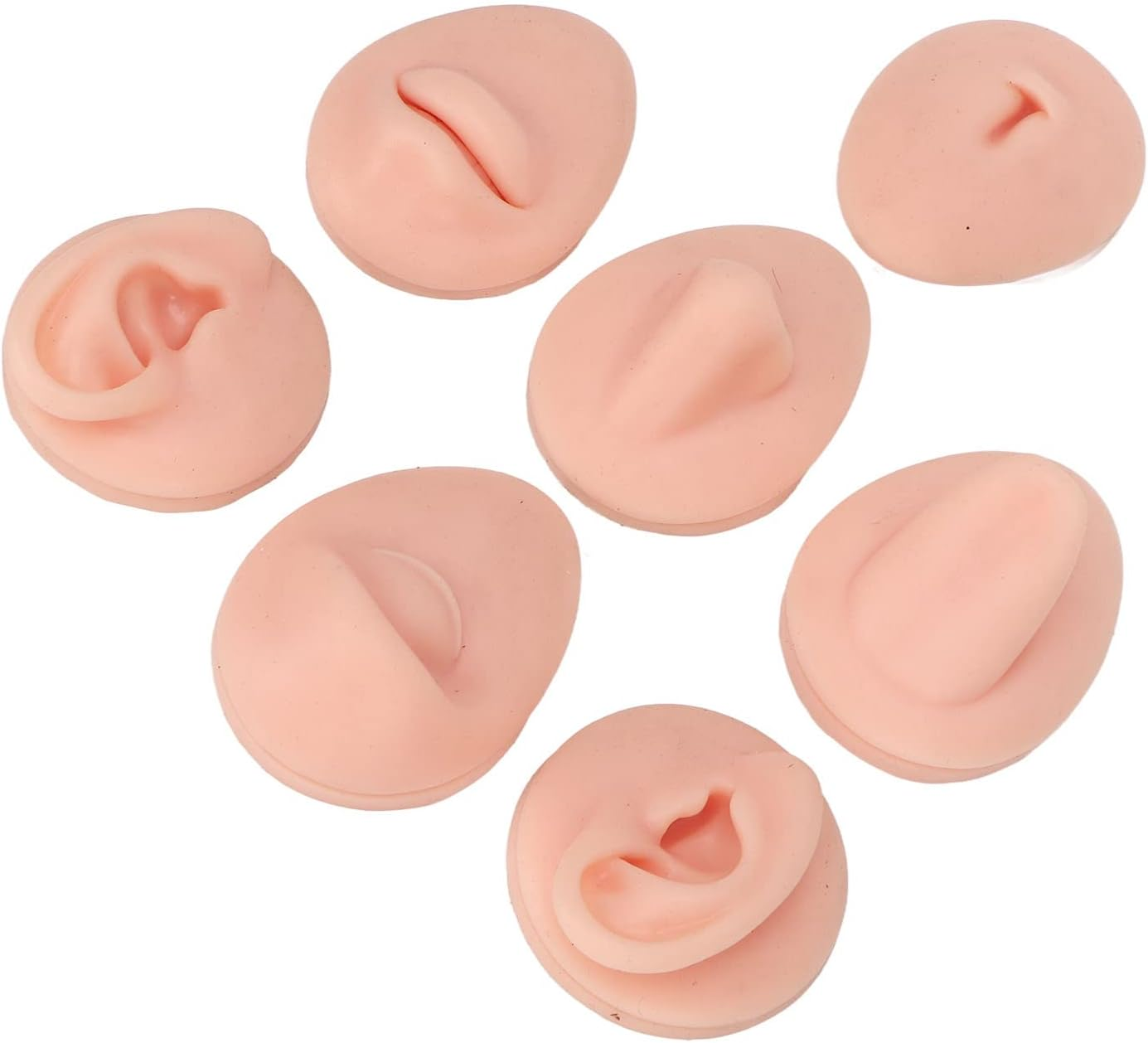 7Pcs Silicone Body Model, Simulation Penetrating Ear Nose Mouth Tongue and Belly Button Teaching Tool image number 2
