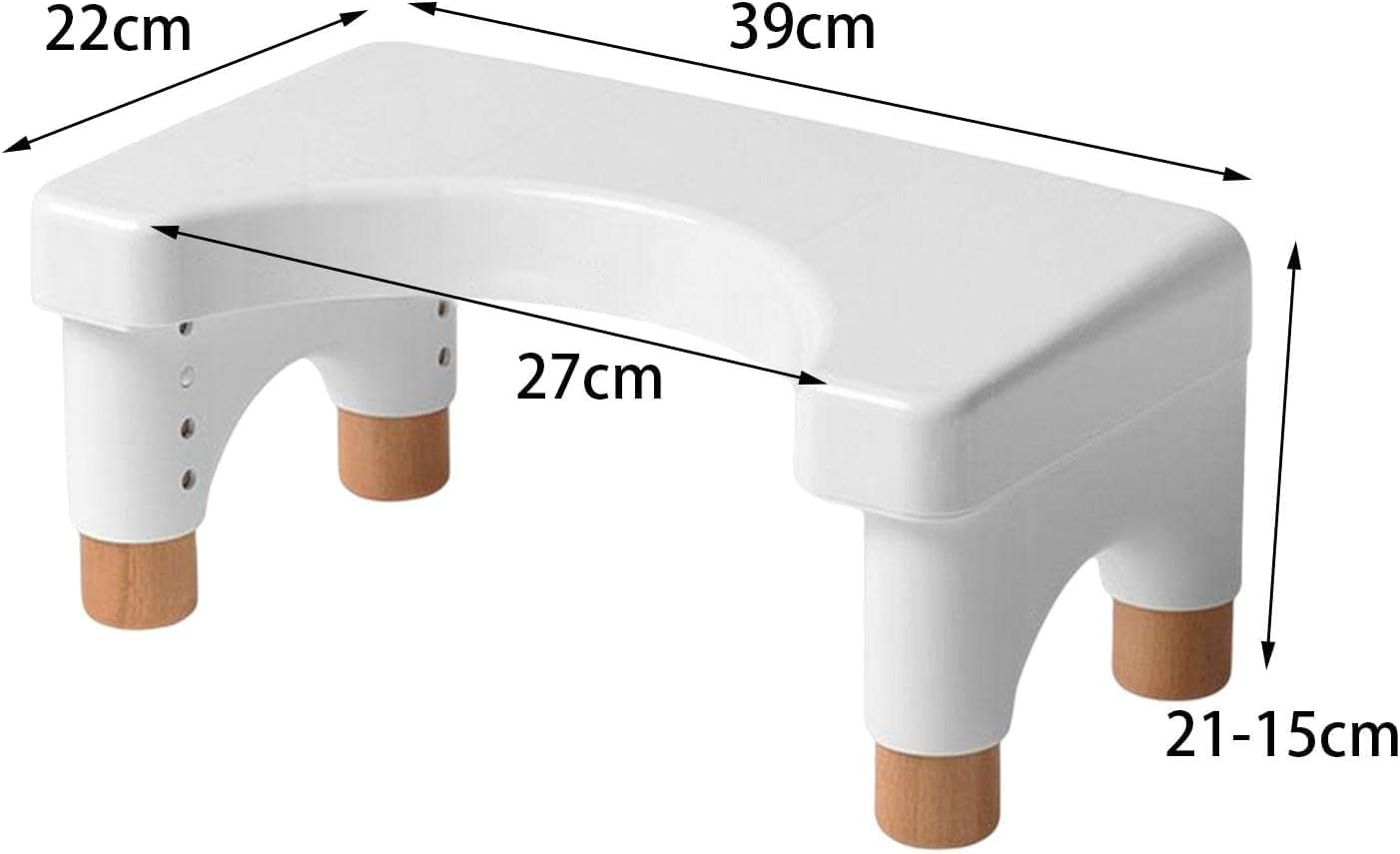 Height Adjustable Toilet Stool for Adults and Kids - Bathroom Step Stool, Heavy Duty Squatting Poop Aid, Anti-Slip Waterproof Foot Potty - Wood Highlight image number 4