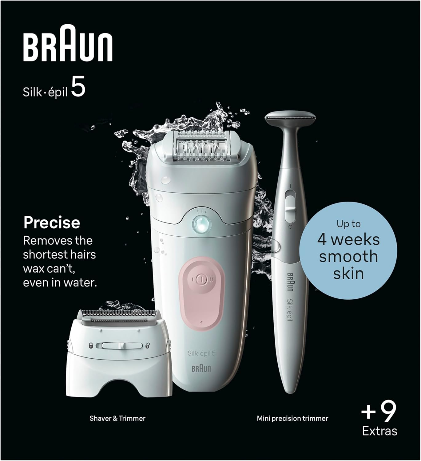 Braun 5-230 Silk-&Eacute;pil 5 Epilator for Wet and Dry, Lasting Smooth Skin, Flamingo Pink