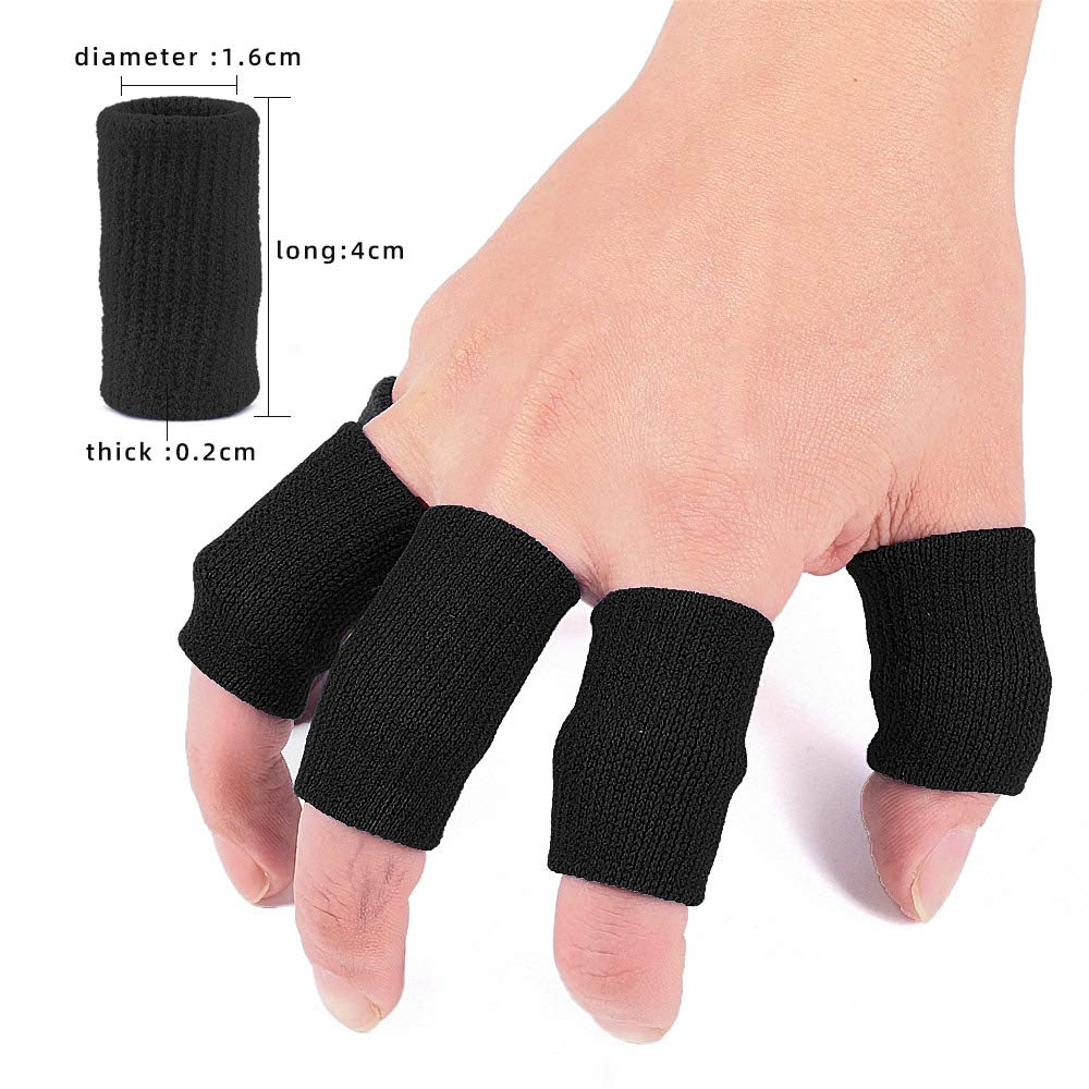 10-Pcs Finger Compression Sleeves &ndash; Breathable Support Brace for Finger Protection &ndash; Ideal for Basketball, Tennis, Cricket, Sports & Daily Use (Black)