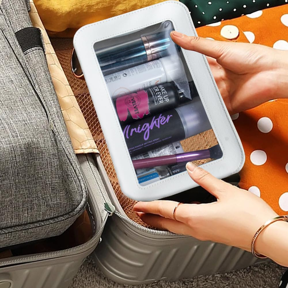 DDPOND Clear Makeup Brush Holder, Travel Makeup Brush Pouch Makeup Brush Bag Organizer Makeup Brush Travel Case with Zipper Waterproof Makeup Travel Case Cosmetic Bag for Women