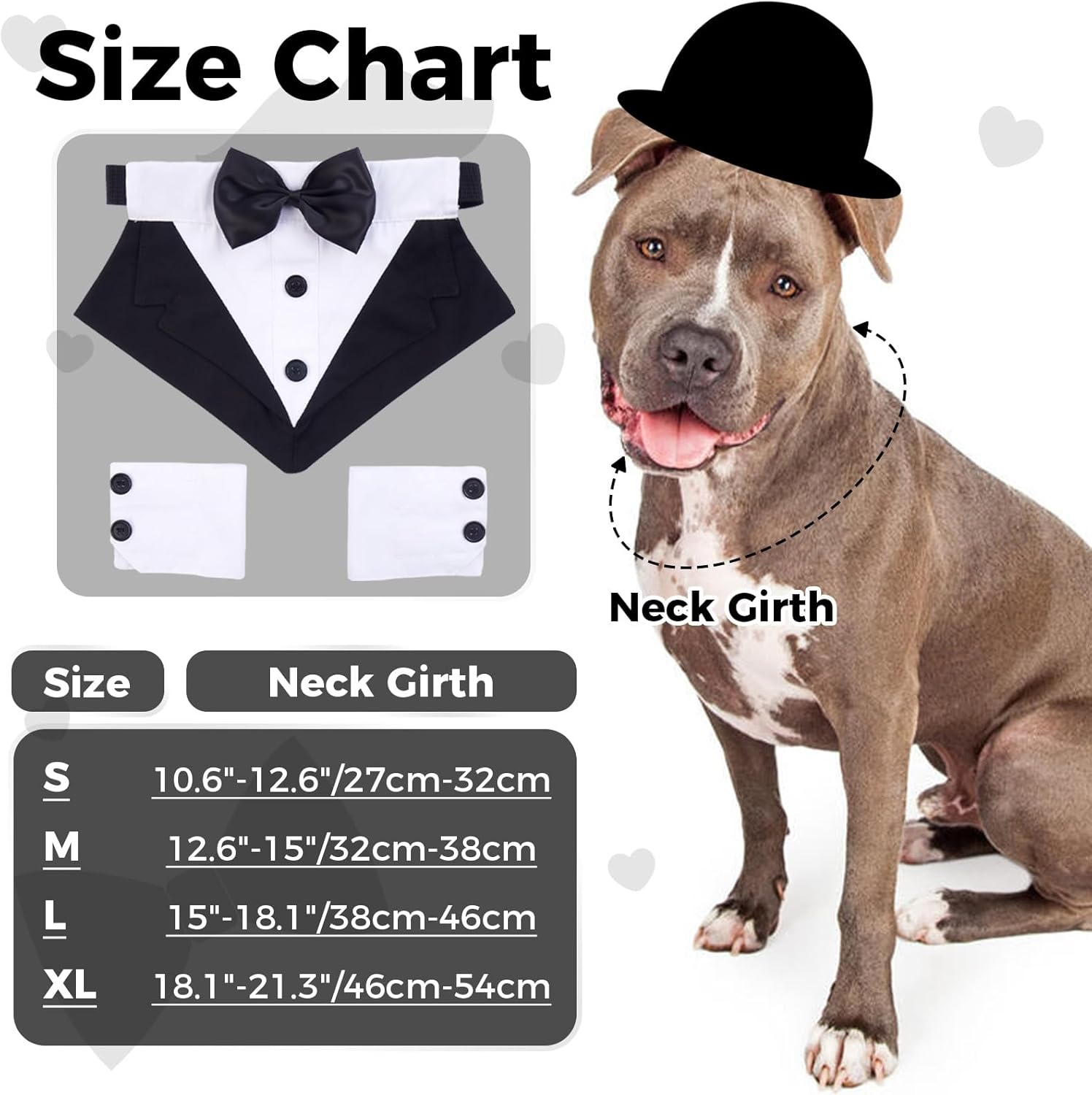 Lelepet Dog Tuxedo with Cuffs Dog Weeding Bandana Collar with Bowtie Adjustable Dog Tux with D-Ring Puppy Birthday Outfit Party Engagement Costume for Small Medium Large Dogs image number 3