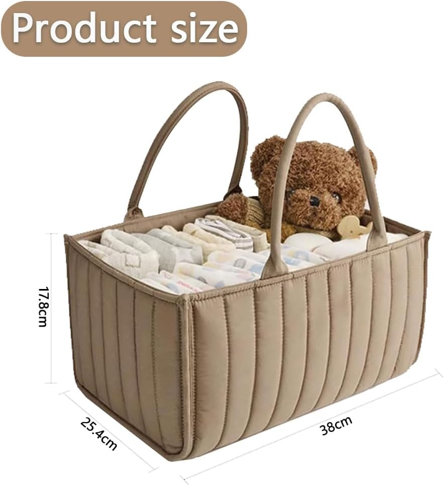 Portable Baby Diaper Caddy Organizer with Handle, Large Storage Bin & Car Organizer for Newborn Essentials, Travel & Changing Table, Gender Neutral &ndash; Khaki image number 4