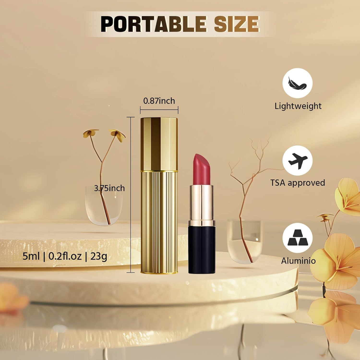 JOOMOKO Perfume Atomiser Refillable, 5 Ml Perfume Bottle, Empty Perfume Atomiser for Travel, Empty Perfume Atomiser Spray Bottle for Travel on the Go (Gold & Gold) image number 2