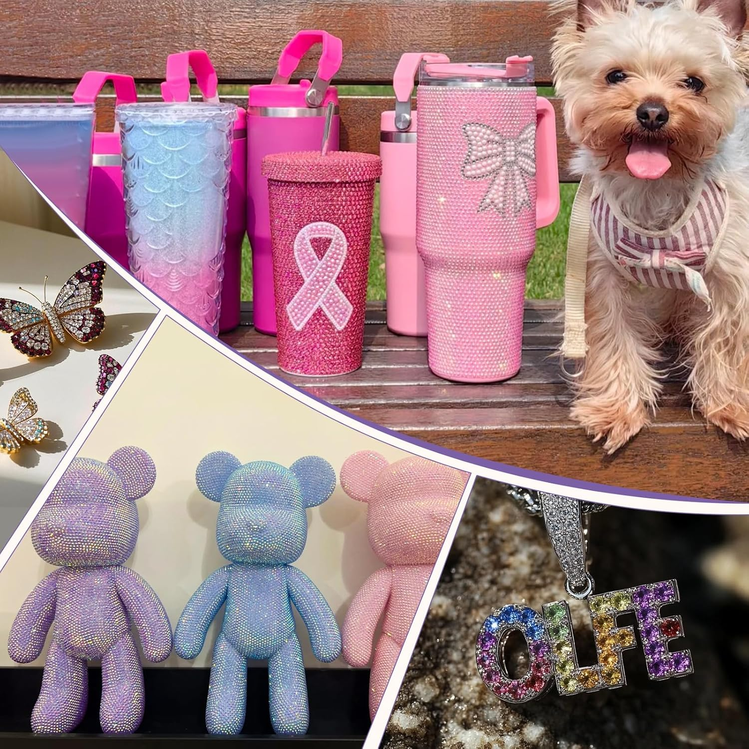 22380Pcs Purple Jelly Rhinestones Kit- Resin Mixed Color Rhinestones for Nail Clothes Shoes Tumblers Decoration Flat Back Round(3Mm,4Mm,5Mm) - 3Mm Christmas image number 5