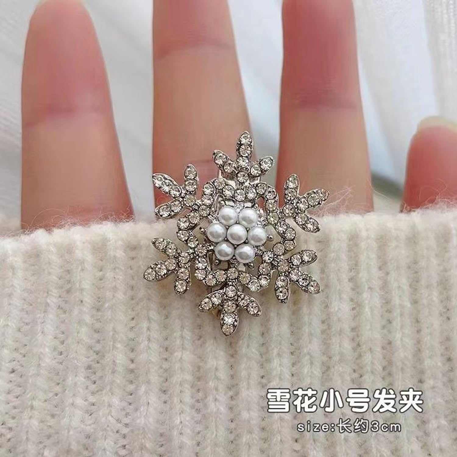 Snowflake Hair Clips Sparkly Rhinestone Hair Barrettes 3 Styles Cute Autumn Winter Broken Hair Bangs Silver Metal Accessories for Women Shiny Snowflakes Hairpins Christmas Hair Xmas Party Gifts image number 5