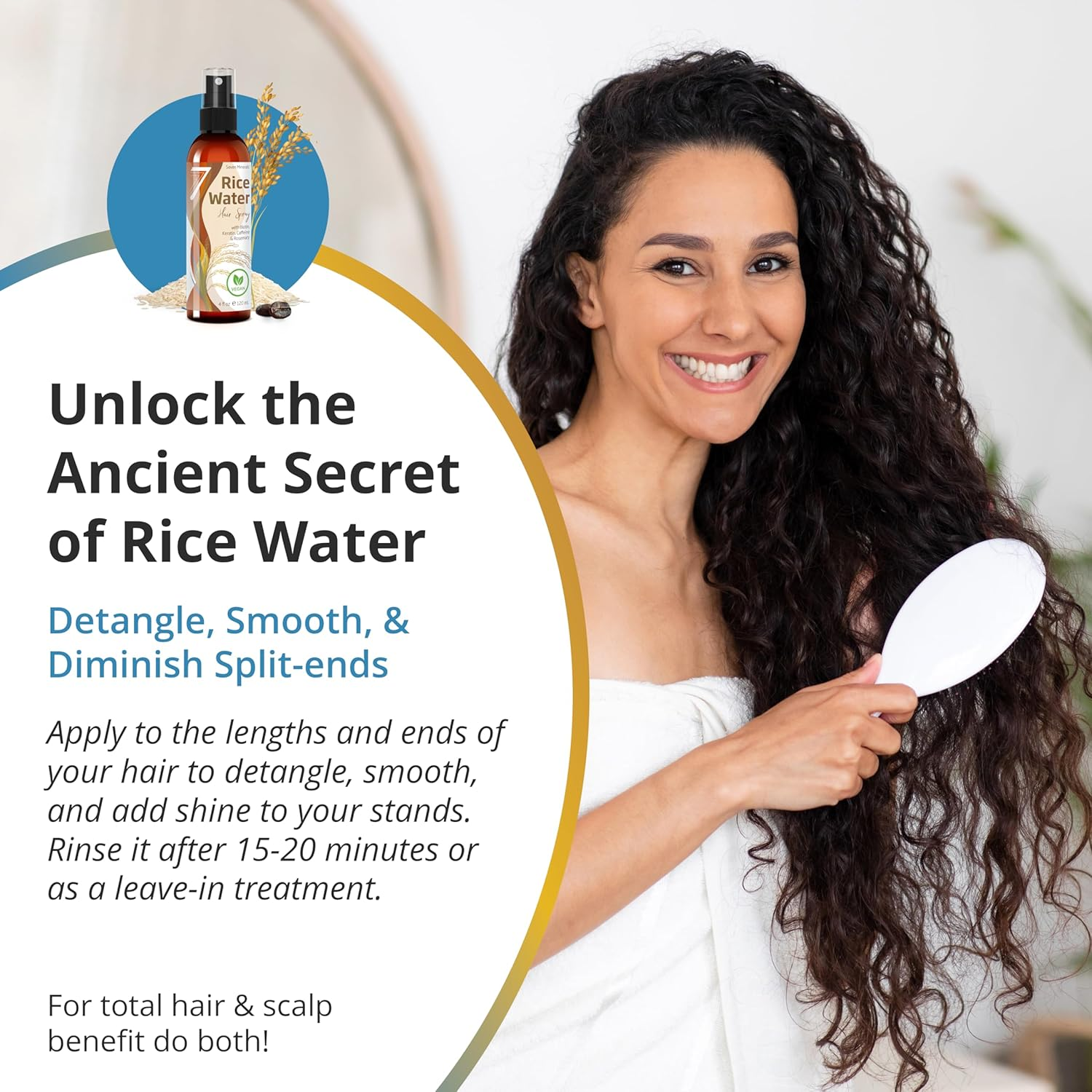 NEW Fermented Rice Water for Hair Growth - Infused with Rosemary, Biotin, Caffeine, Keratin Vegan Non-Greasy Spray Naturally Thicker, Longer, Softer Men & Women (4 Fl Oz) image number 4