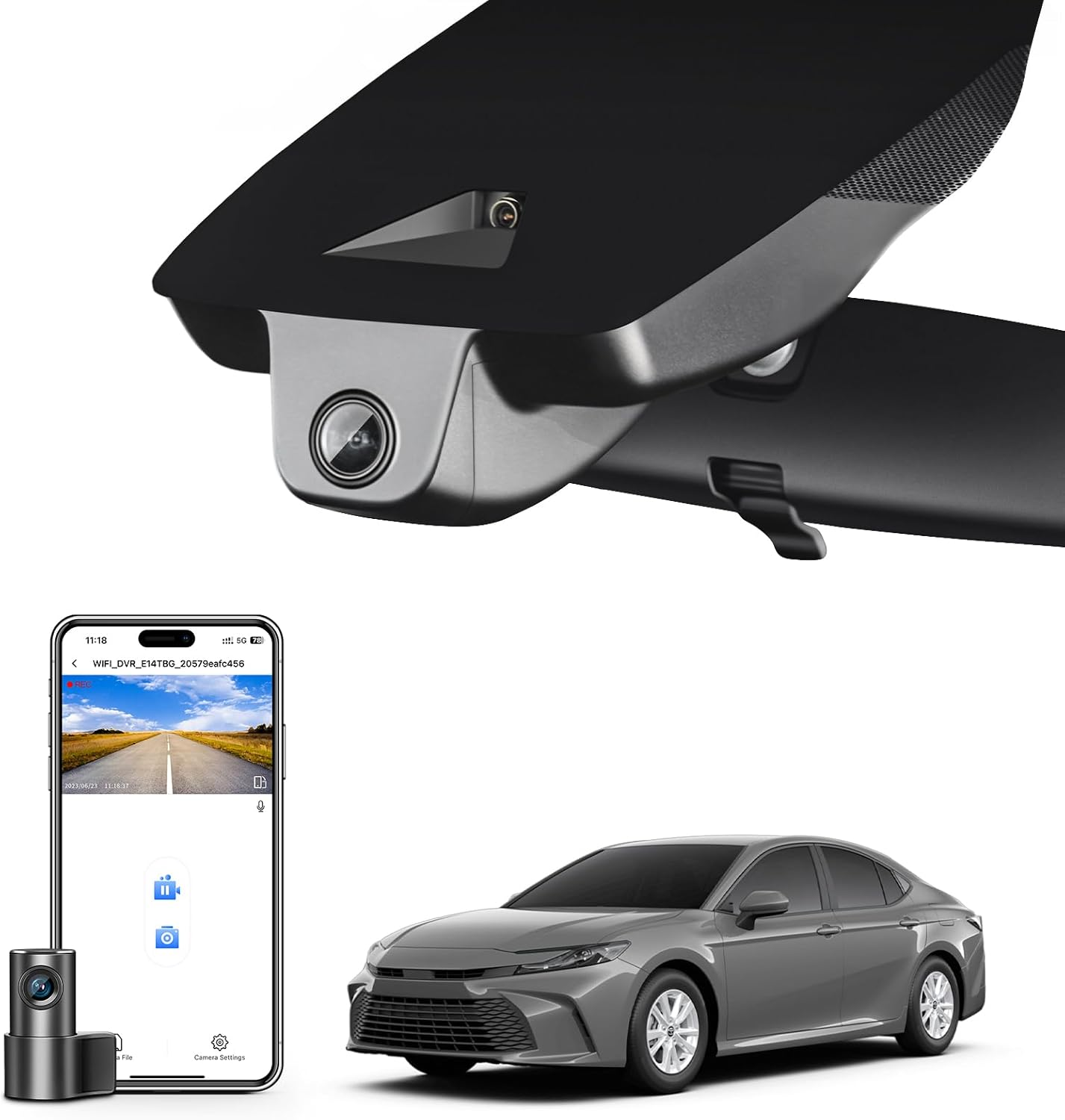 Front 4K & Rear 1080P Dash Cam Custom Fit for Toyota Camry & Camry Hybrid 2018 2019 2020 (Model B), LE L XLE SE XSE Sedan 4D, Integrated OEM Look, UHD 2160P, App & Wifi,Gps,128Gb Card image number 4