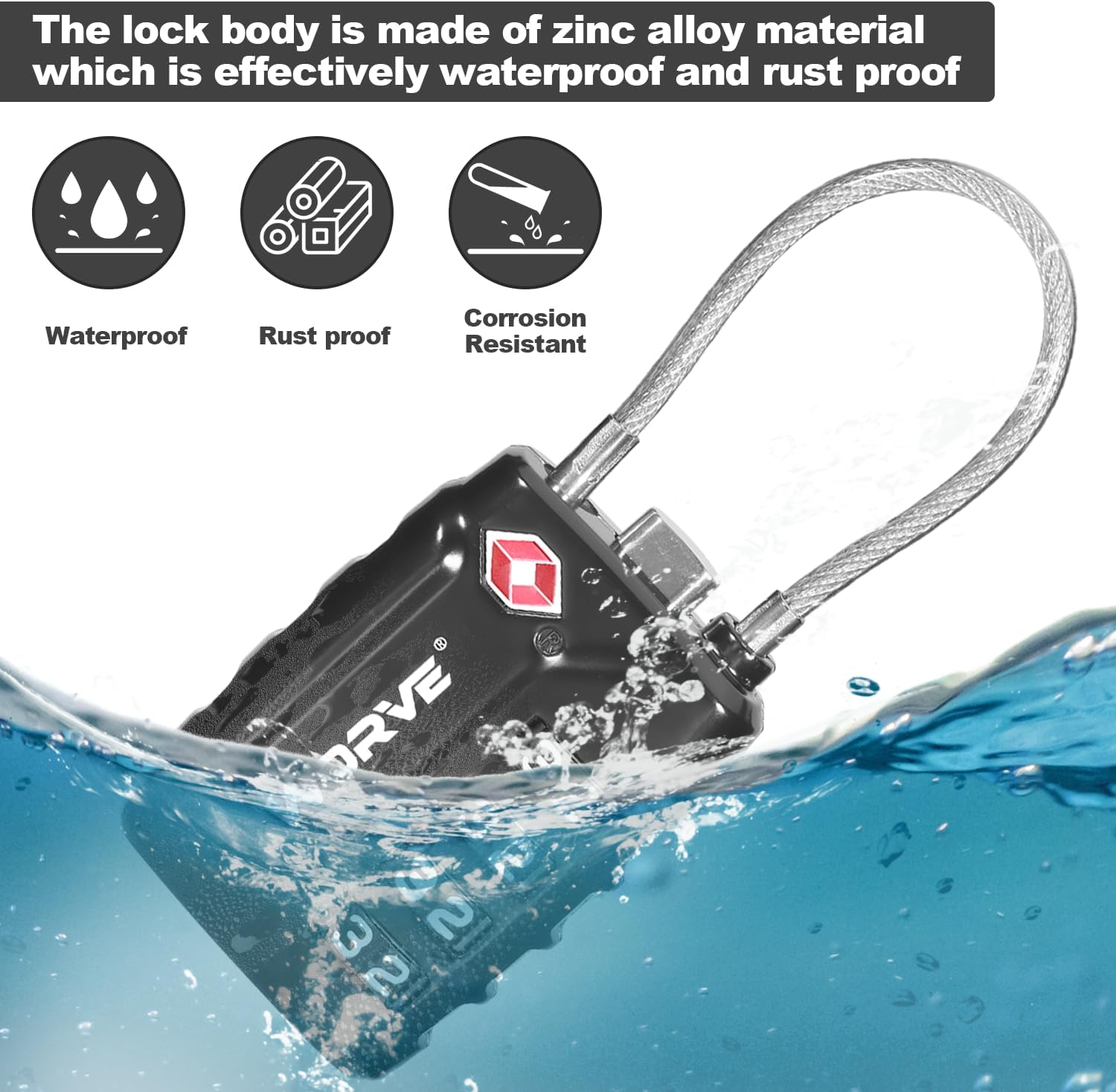 TSA Approved Cable Luggage Locks,Re-Settable Combination with Alloy Body,Tsa Approved Luggage Travel Lock for School Gym Locker, Luggage Suitcase Baggage Locks, Filing Cabinets(Black, 2 Pack) image number 6