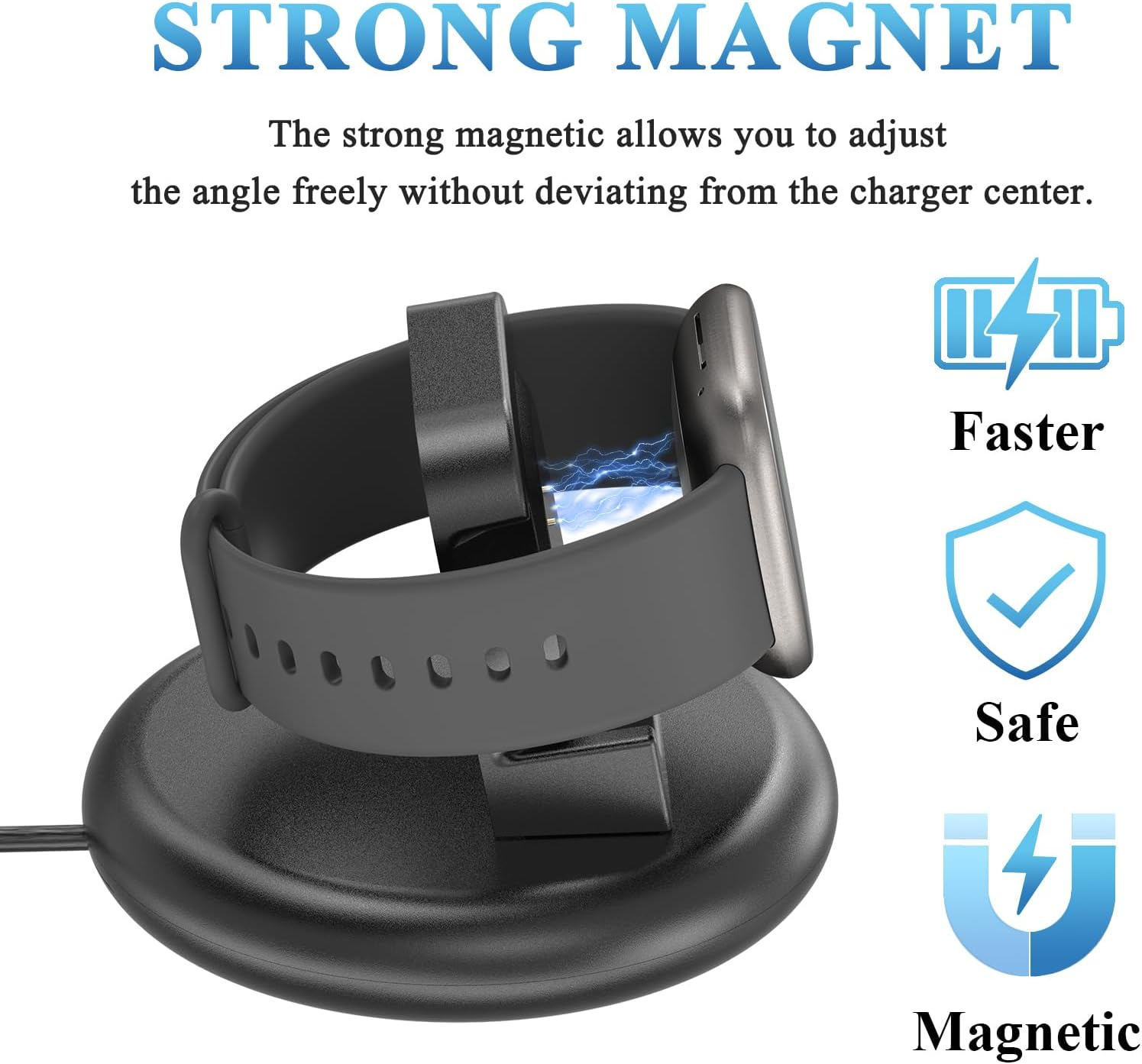 Leonids Charger Dock for Fitbit Versa 4/Versa 3 Charger, 4.4Ft Anti-Slip Magnetic Charging Stand Dock with USB Charging Port for Fitbit Versa 4/Versa 3/Sense 2/Sense Smartwatch (USB) image number 4