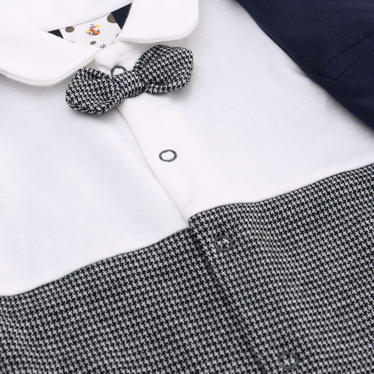 Famuka 0-12 Months Baby Boy Footed Suit One Piece Gentleman Romper image number 3