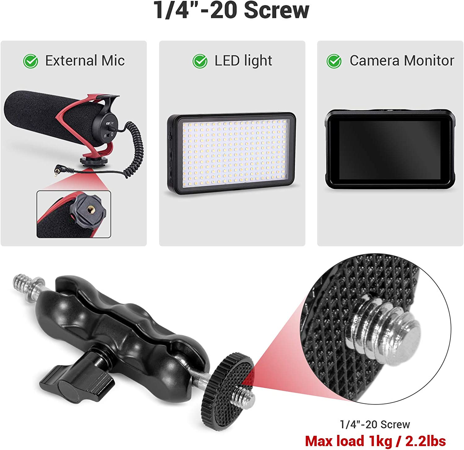 Smallrig Multi-Functional Ballhead Clamp Double Ball Adapter with Bottom Clamp - 2164 image number 4