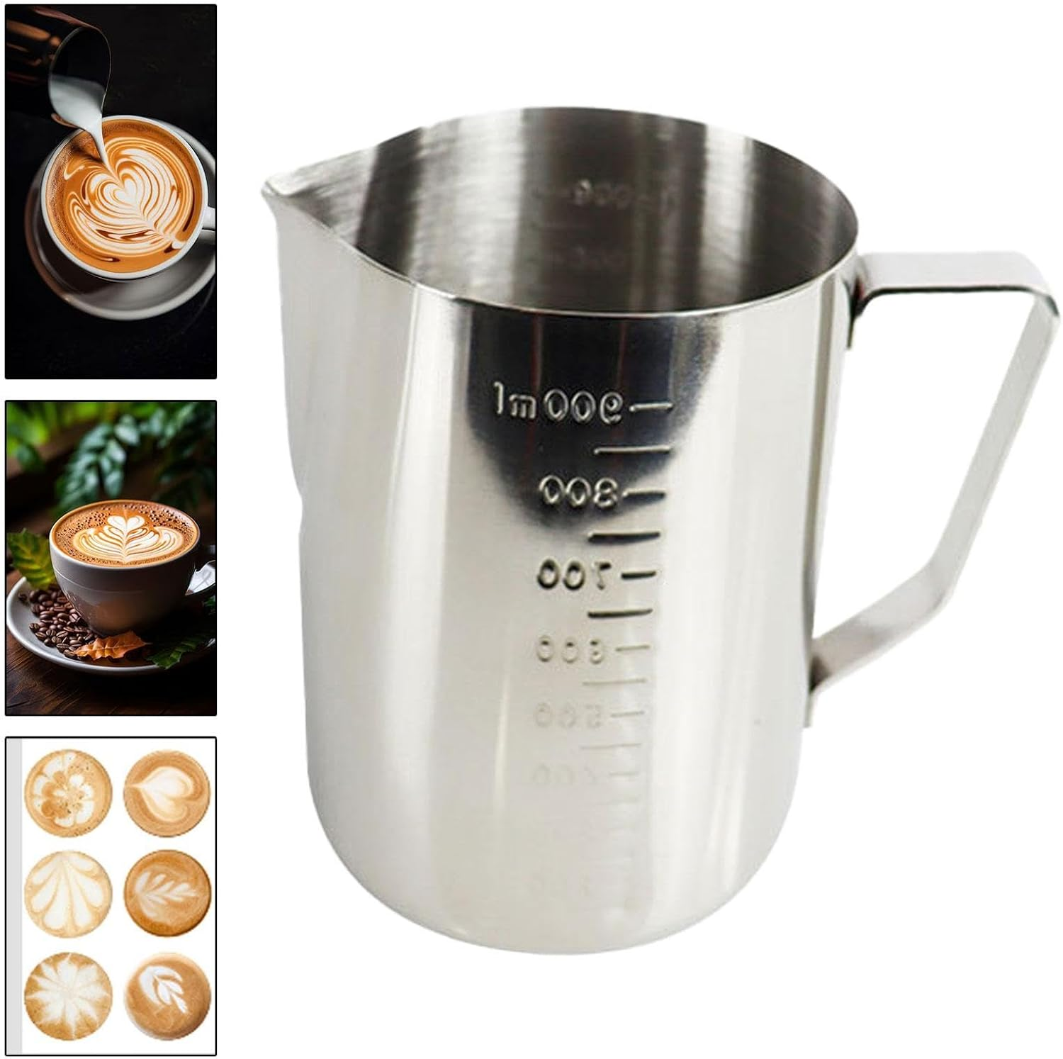 Fytstycale Milk Jug Pouring Jug Espresso Cup Warming Pot Coffee Pot Creamer Cup Milk Frothing Pitcher for Tea, 900Ml image number 4